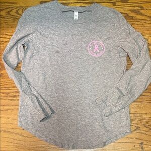 Gray Long Sleeve Women's Breast Cancer Top, small